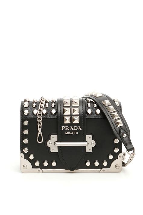 prada studded oneshoulder bag|Prada cahier studded bag.